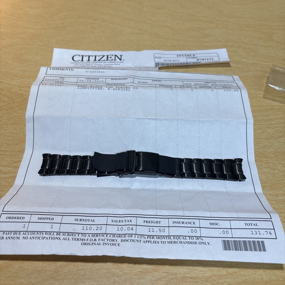 NEW Citizen 59-S03967 Black Ion-Plated Stainless Steel Watch Band Replacement